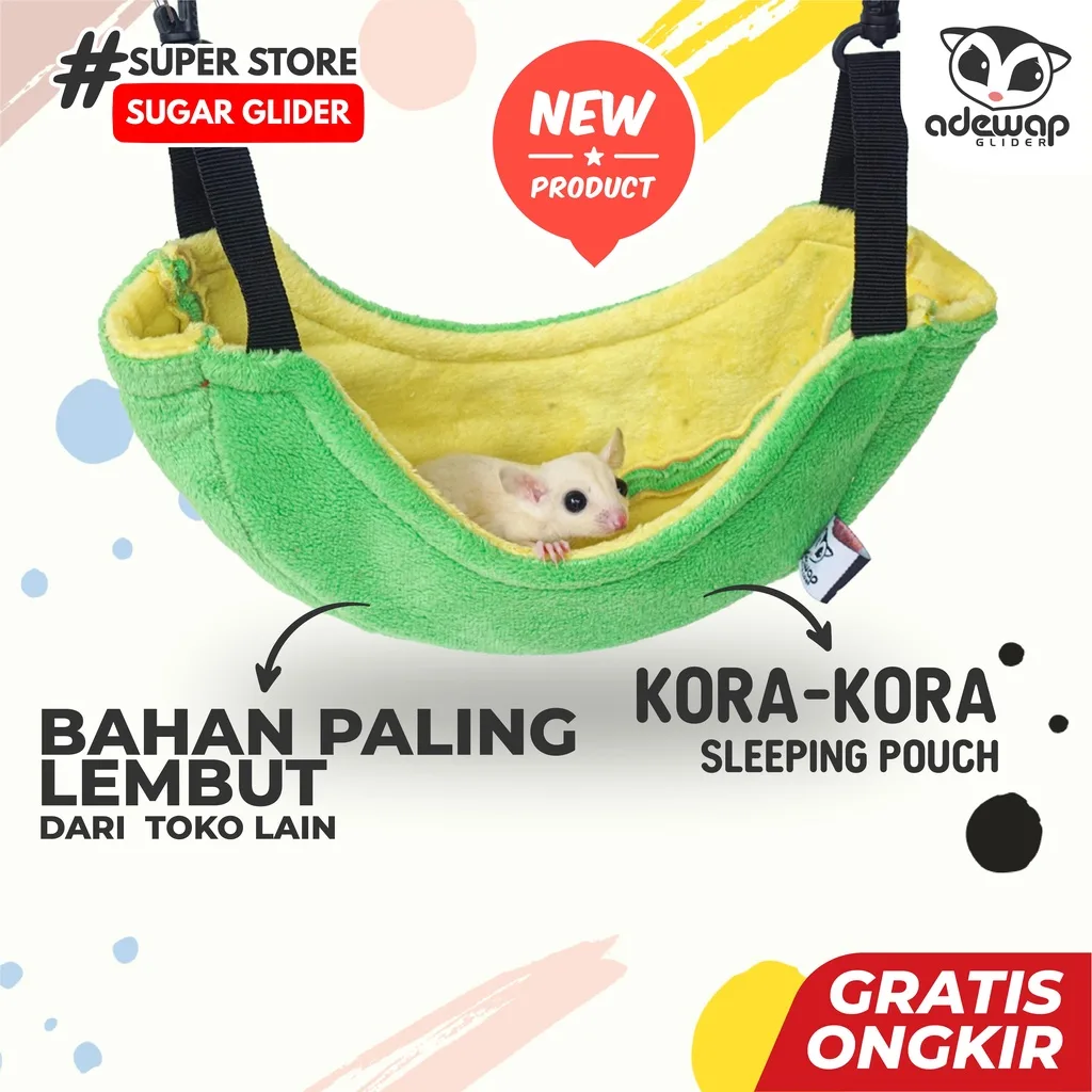 ADEWAP Sleeping Pouch Bentuk Kora Kora Aksesoris Tempat Tidur Sugar Glider - 1