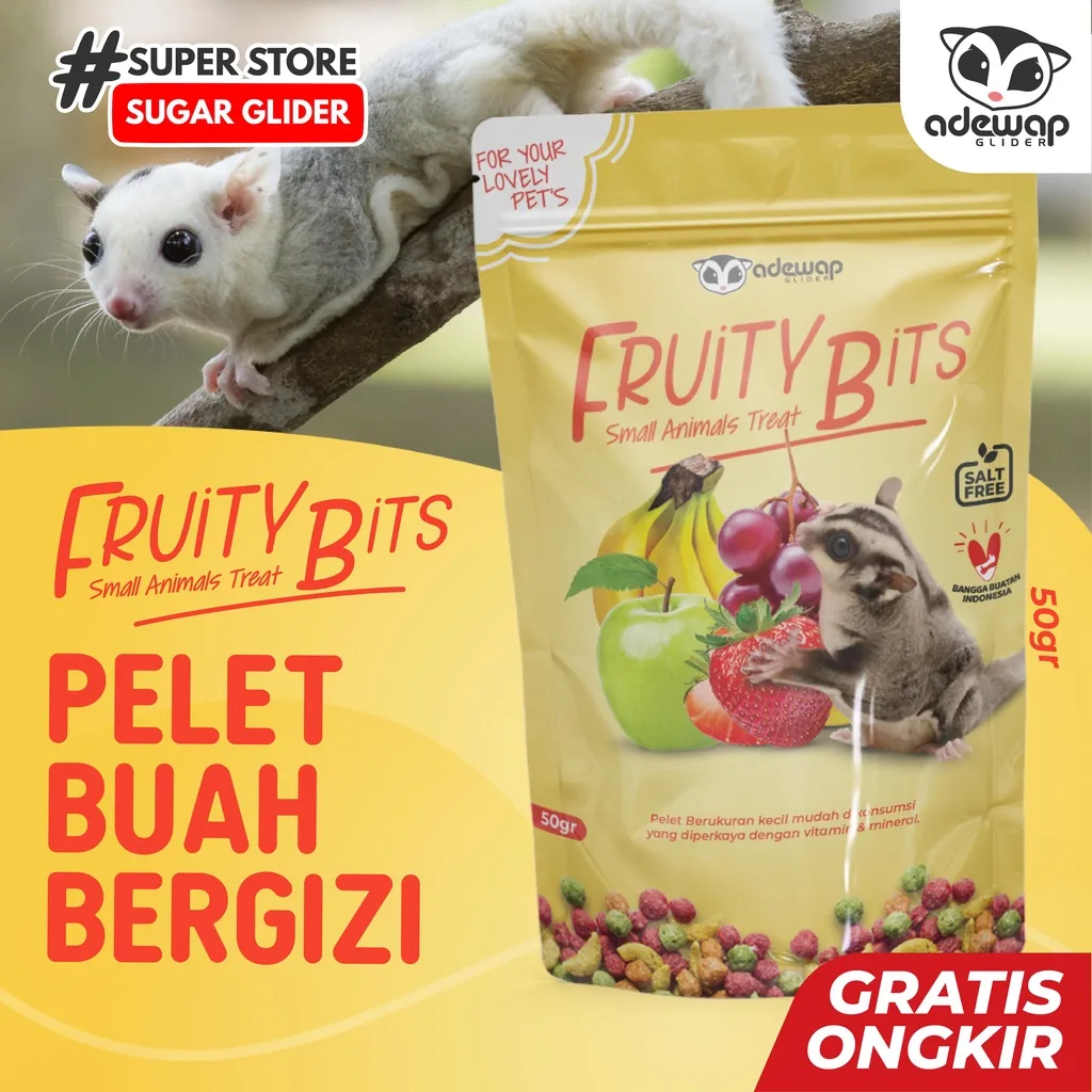 ADEWAP GLIDER Fruity Bits Pelet Buah Kering Makanan Sugar Glider - 1
