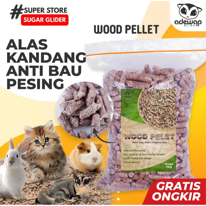 ADEWAP GLIDER Wood Pellet Alas Kandang Sugar Glider - 1