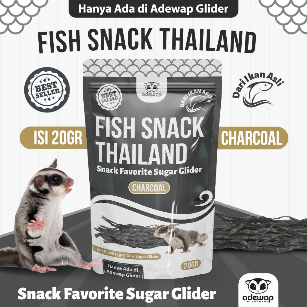 ADEWAP GLIDER Fish Snack Charcoal Camilan Perawatan Gigi Sugar Glider - 1