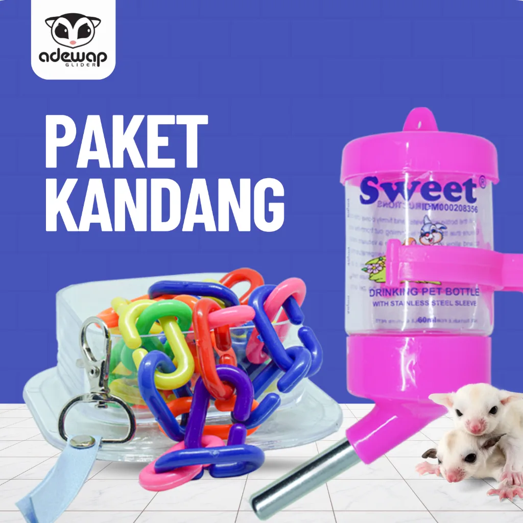 ADEWAP GLIDER Paket Hemat 4! Perlengkapan Aksesoris Kandang Sugar Glider - 1