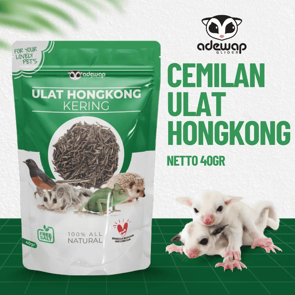 ADEWAP GLIDER Ulat Hongkong Kering 40gr Dried mealworm Sugar Glider - 1