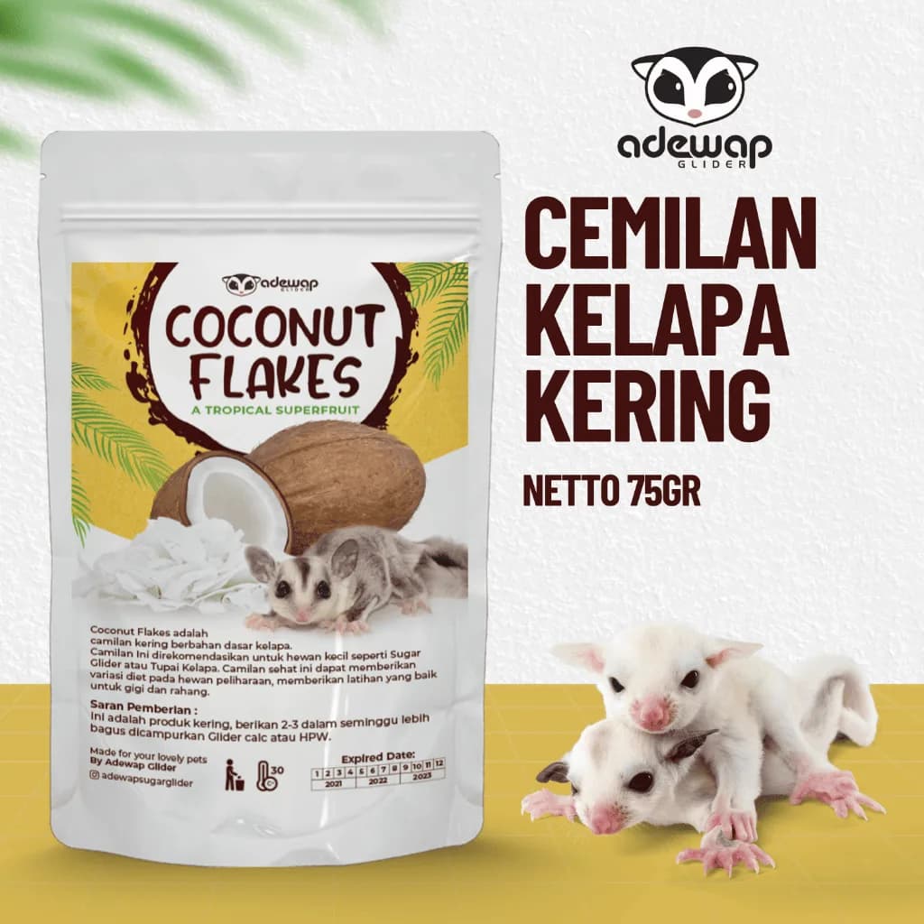 ADEWAP GLIDER Dried Coconut Flakes Camilan Buah Kelapa Sugar Glider Hamster Tupai - 1
