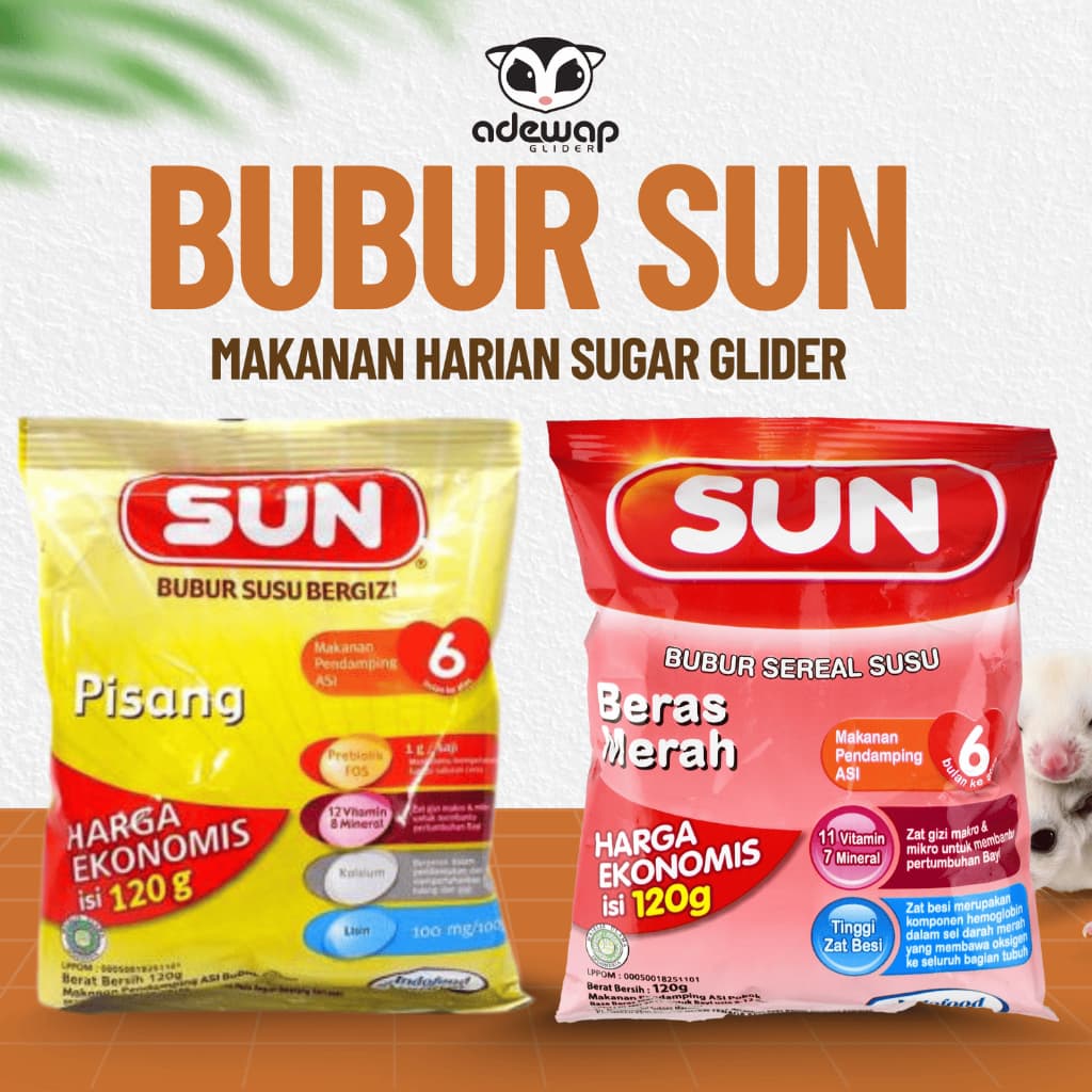 ADEWAP GLIDER Bubur Sun Sachet 120gr Makanan Harian Sugar Glider - 1