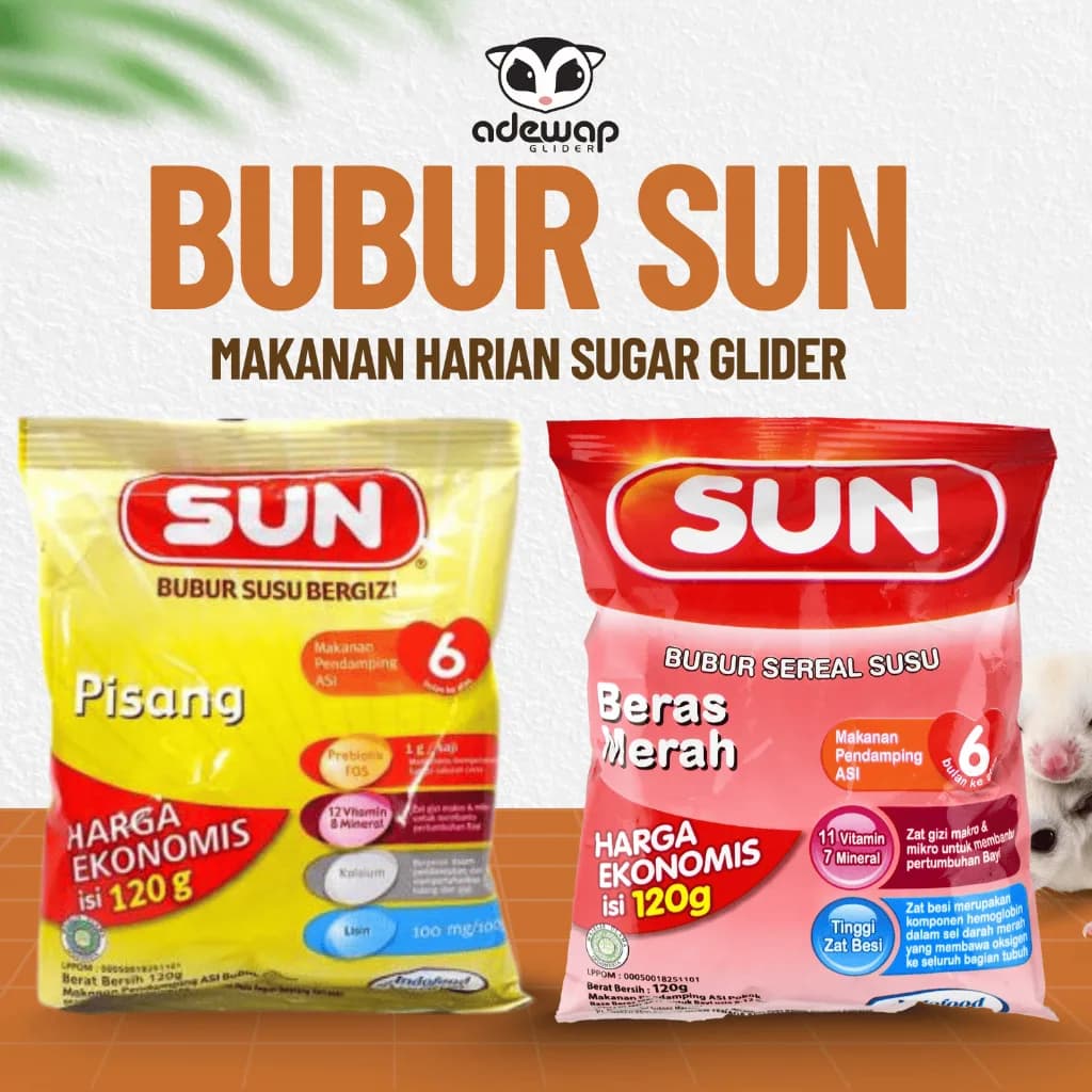 ADEWAP GLIDER Bubur Sun Sachet 120gr Makanan Harian Sugar Glider - 1