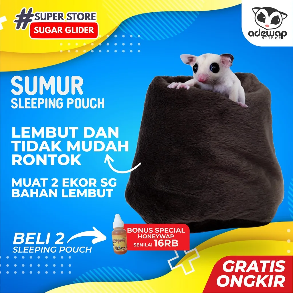 ADEWAP GLIDER Kantong Tidur Model Sumur Sleeping Pouch Sugar Glider - Pet Aksesoris Acc - 1