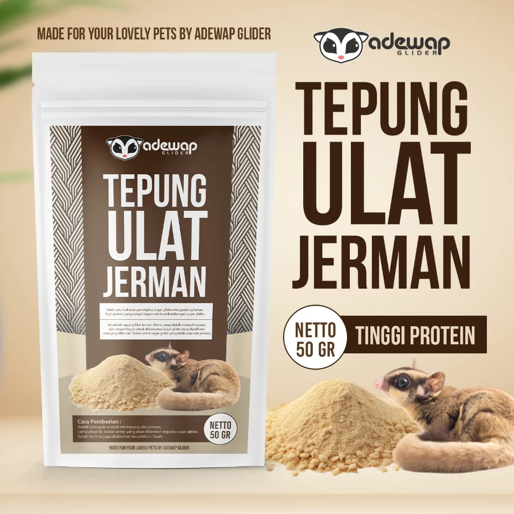 ADEWAP GLIDER Superworm Powder Suplemen Protein Tepung Ulat Jerman High Protein Sugar Glider - 1