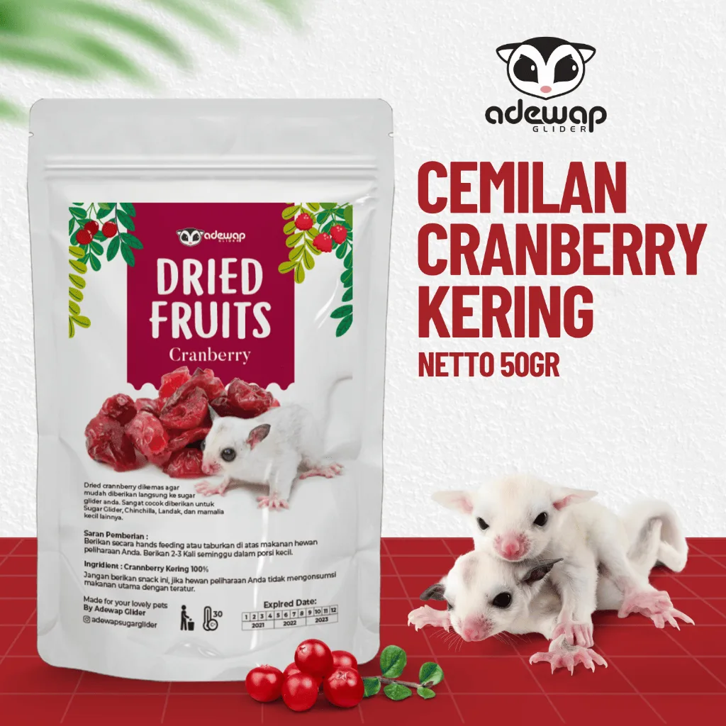 ADEWAP GLIDER Dried Cranberry Fruit Camilan Buah Kering Sugar Glider - 1