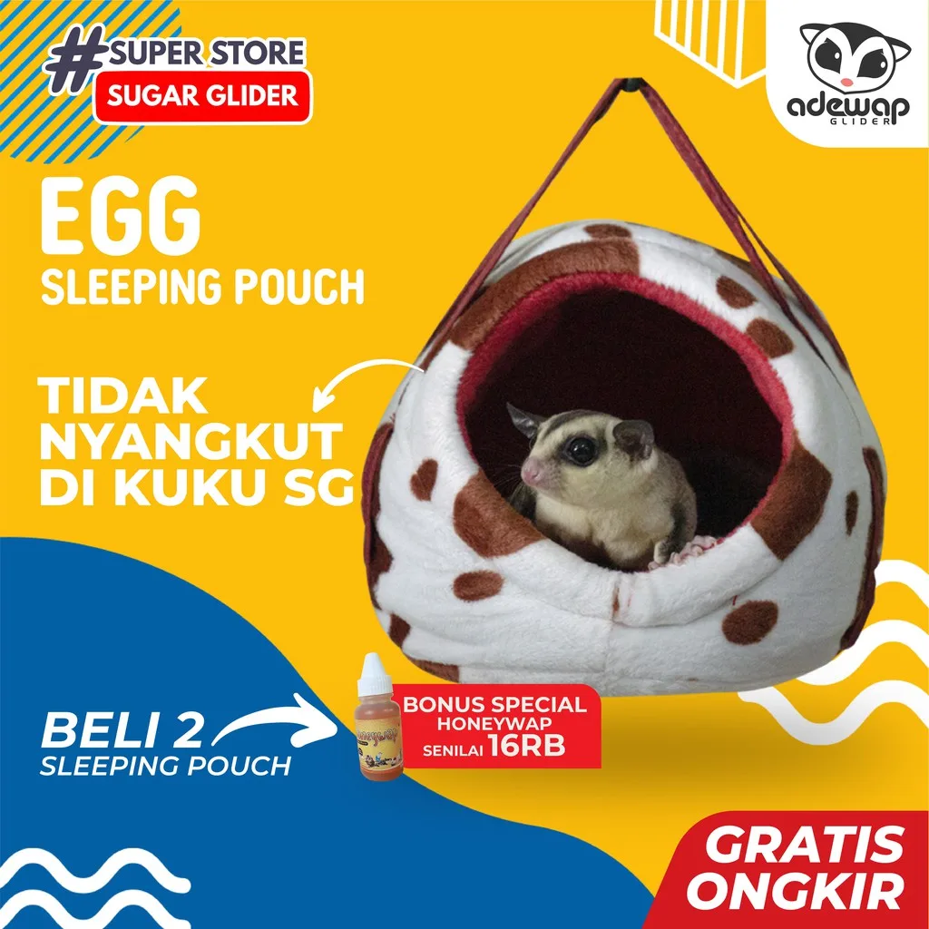ADEWAP GLIDER Egg Sleeping Pouch Aksesoris Tempat Tidur Sugar Glider - 1