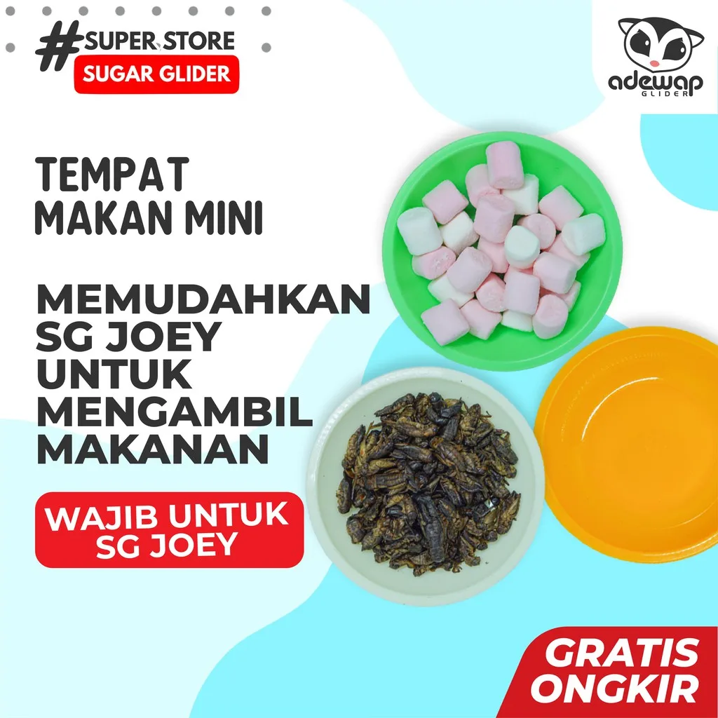 ADEWAP GLIDER Tempat Makan Joey Piring Camilan Sugar Glider - 1