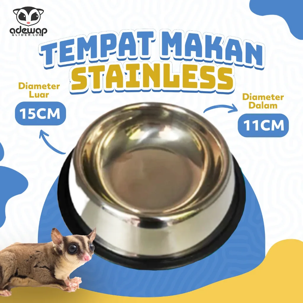 ADEWAP GLIDER Tempat Makan Stainless Steel Sugar Glider - 1