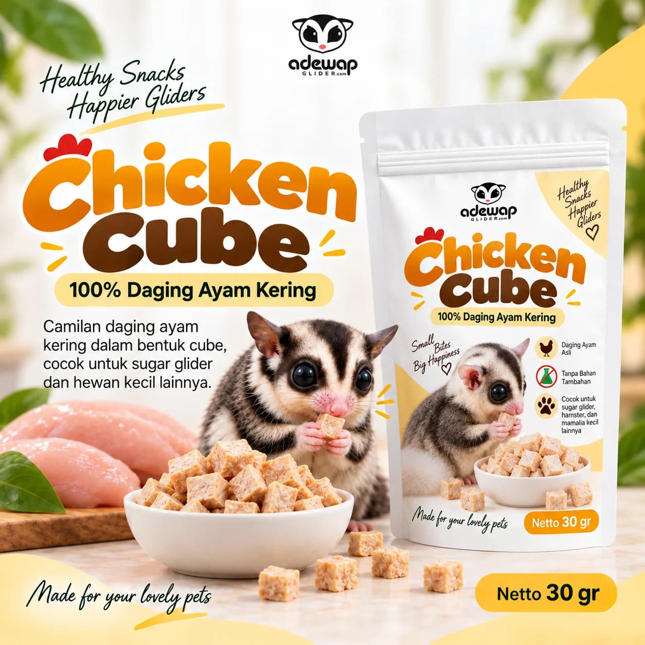 ADEWAP GLIDER Chicken Cube 30gr Daging Ayam Kering