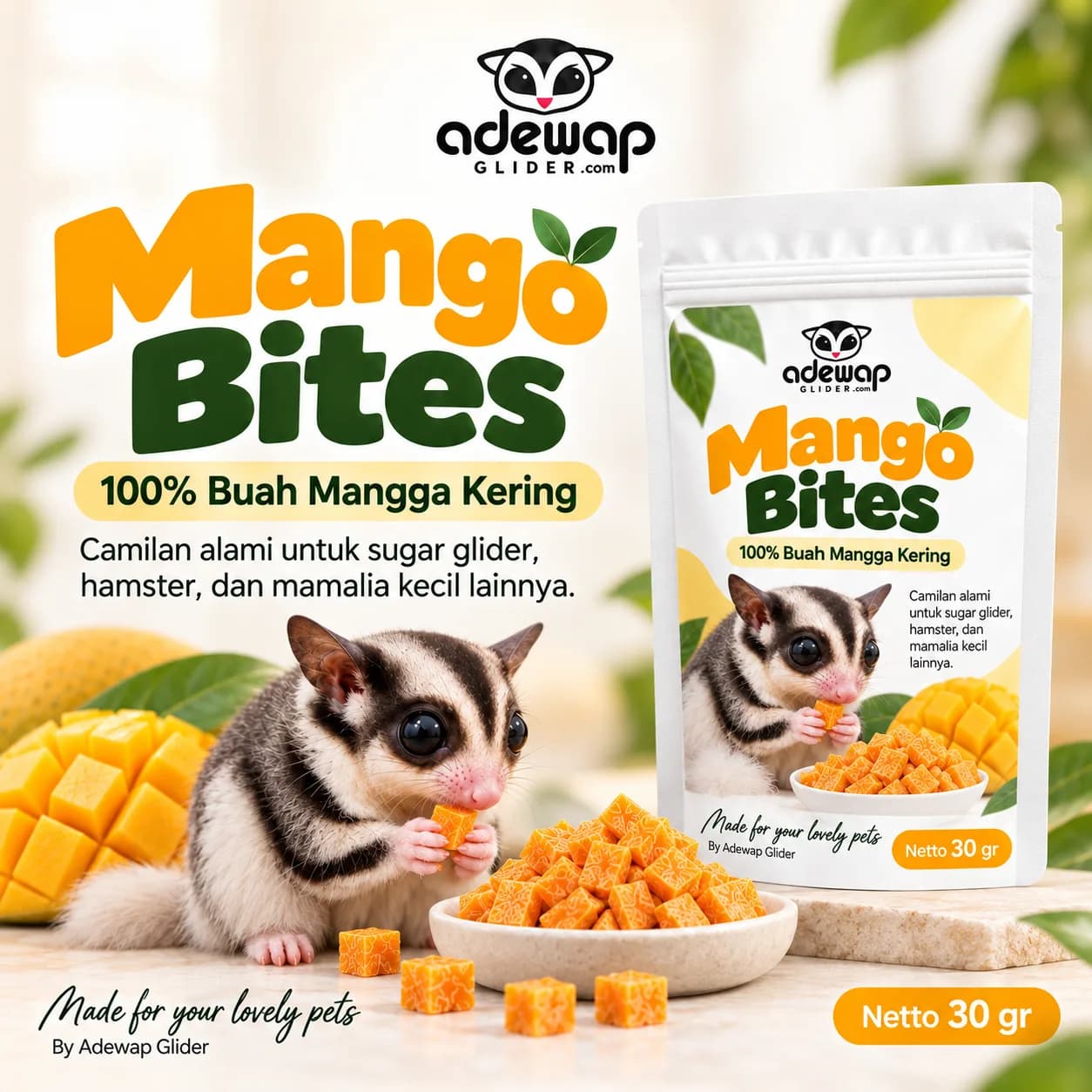 ADEWAP GLIDER Mango Bites 30gr Snack Mangga