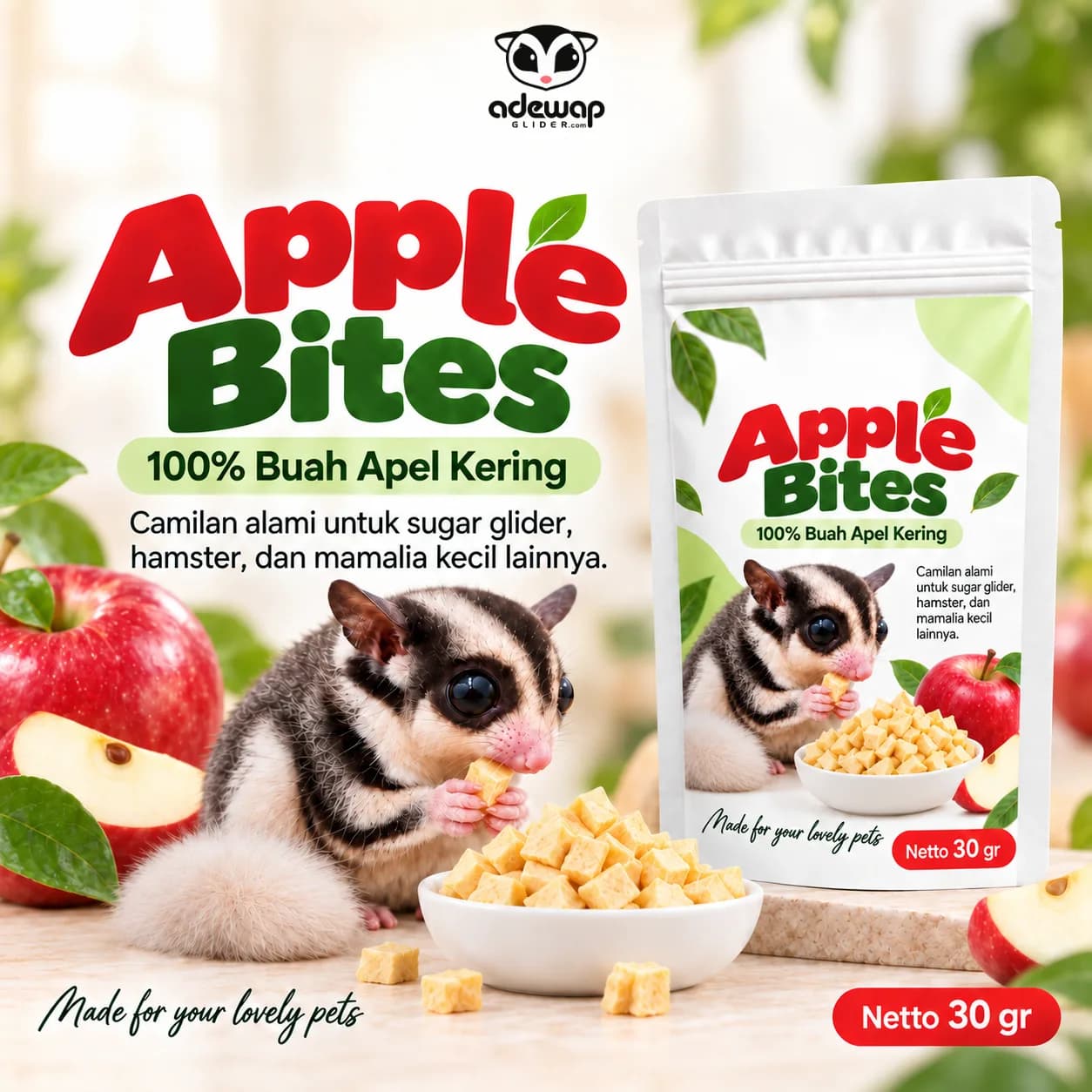 ADEWAP GLIDER Apple Bites 30gr Apel Kering