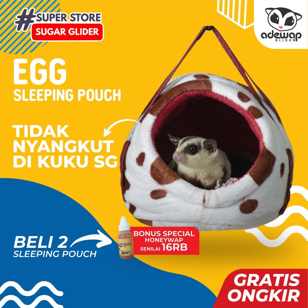 ADEWAP GLIDER Egg Sleeping Pouch Kantong Tempat Tidur Sugar Glider