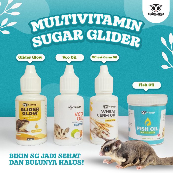 ADEWAP GLIDER Paket Multivitamin Sugar Glider : Vitamin A , Vitamin E & Omega 3