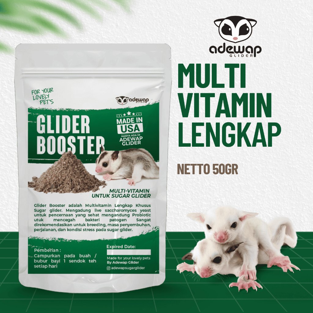 ADEWAP GLIDER Glider Booster Sugar Glider Probiotic & Saccharomyces For Over Grooming - 50 Gr